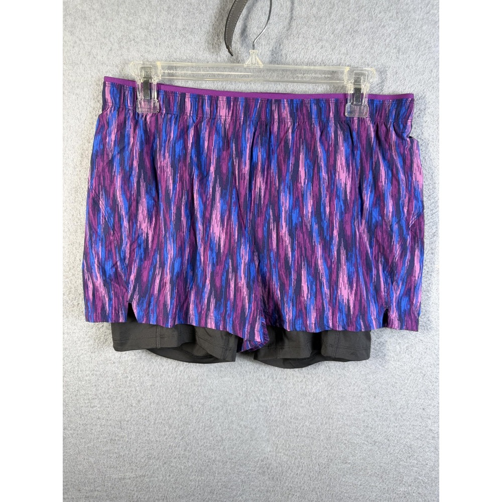 Eddie Bauer Shorts Womens Small Purple Stripe 2 In 1 Liner Running Gym Athletic
